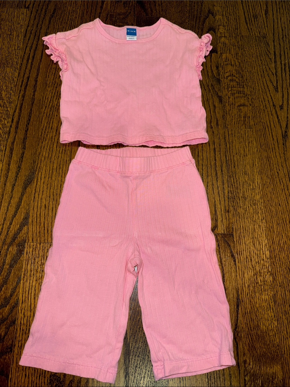 Old Navy Pink Ribbed Two-Piece Matching Set with Ruffle Sleeves